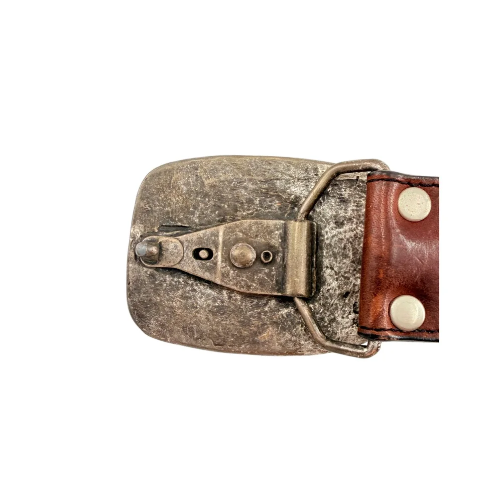 Vintage Western Brown Leather Horse Buckle Belt Sz 26 Rodeo Cowboy Cowgirl Ranch